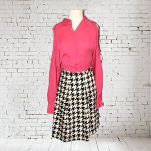 DKNY Cold Shoulder Relaxed Fit Hi-Low Hidden Button Rose Pink Blouse